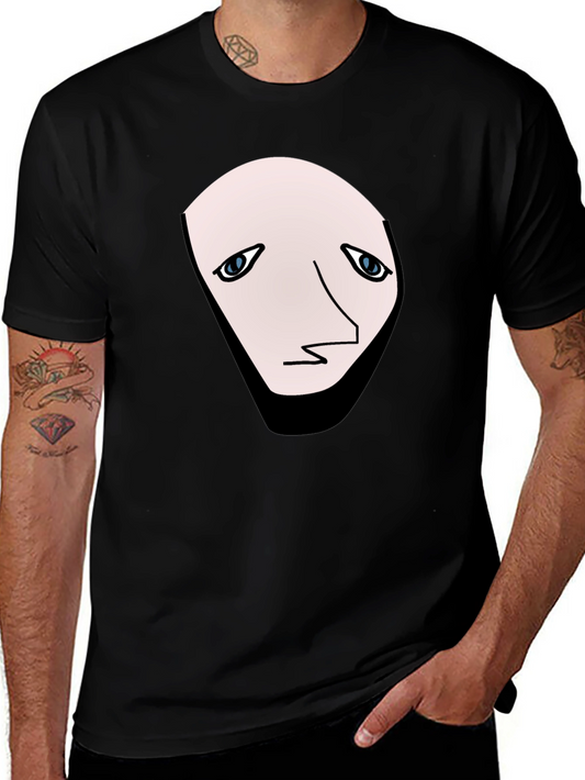 Abstract Face Black T-Shirt - Unique Graphic Tee