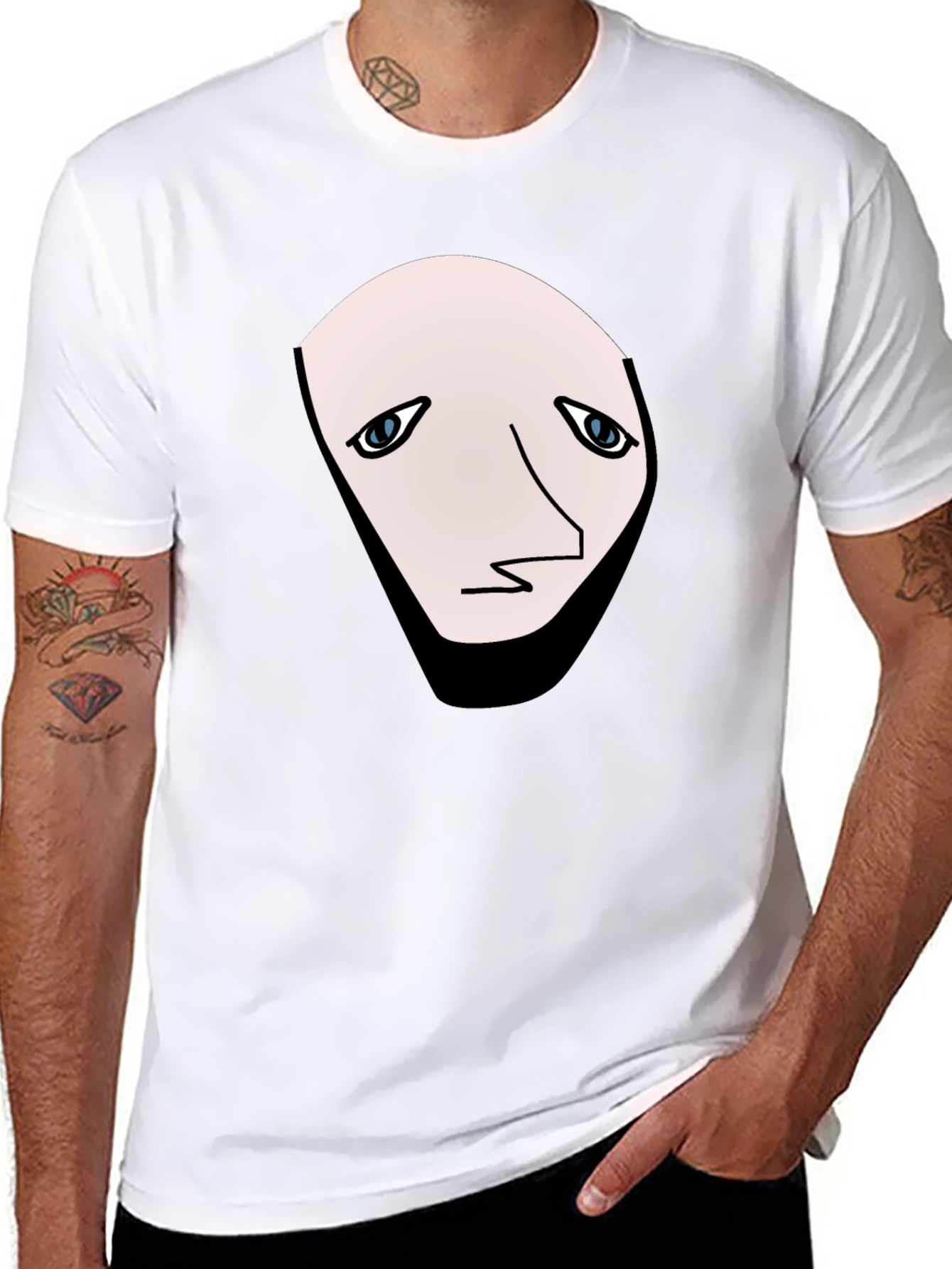 Abstract Face Black T-Shirt - Unique Graphic Tee