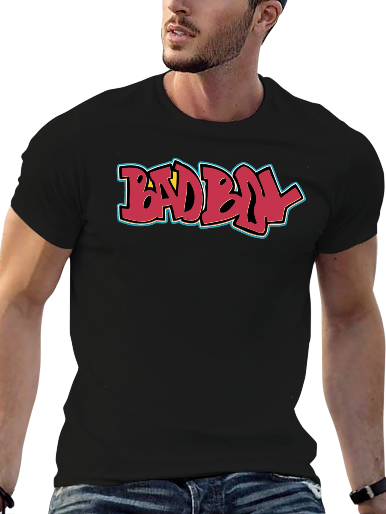 Bad Boy Graphic Tee - Black Cotton Casual T-Shirt