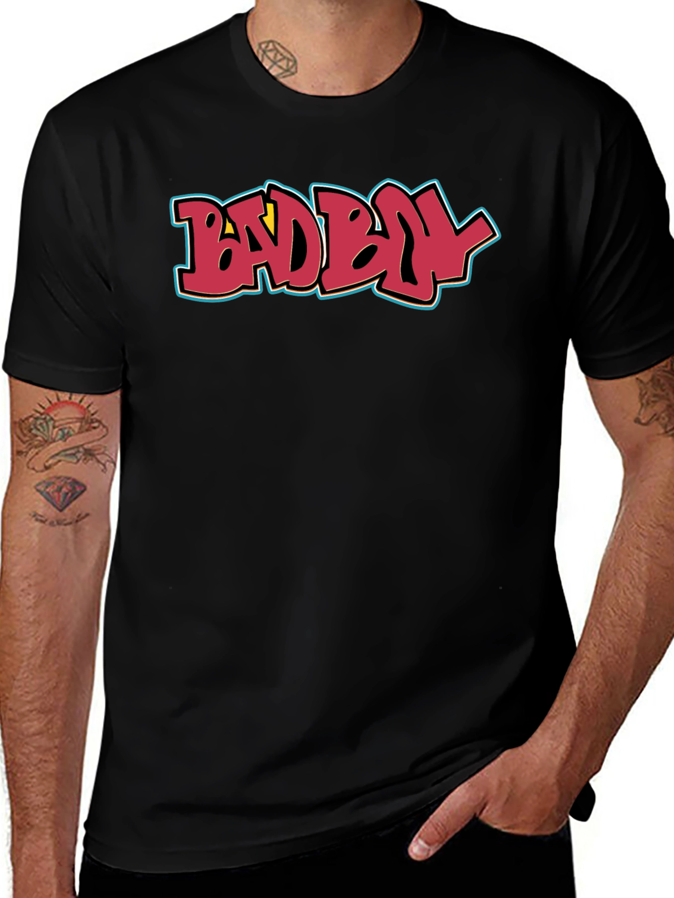 Bad Boy Graphic Tee - Black Cotton Casual T-Shirt