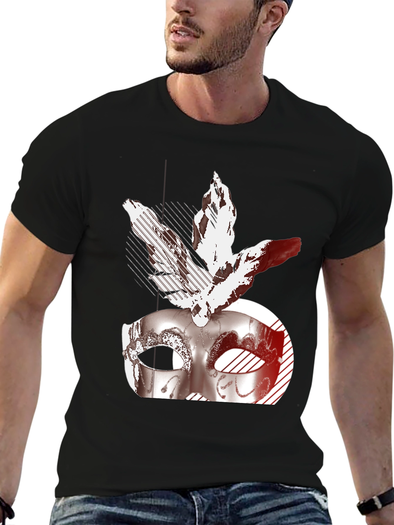 Masquerade Mask Graphic Tee - Black