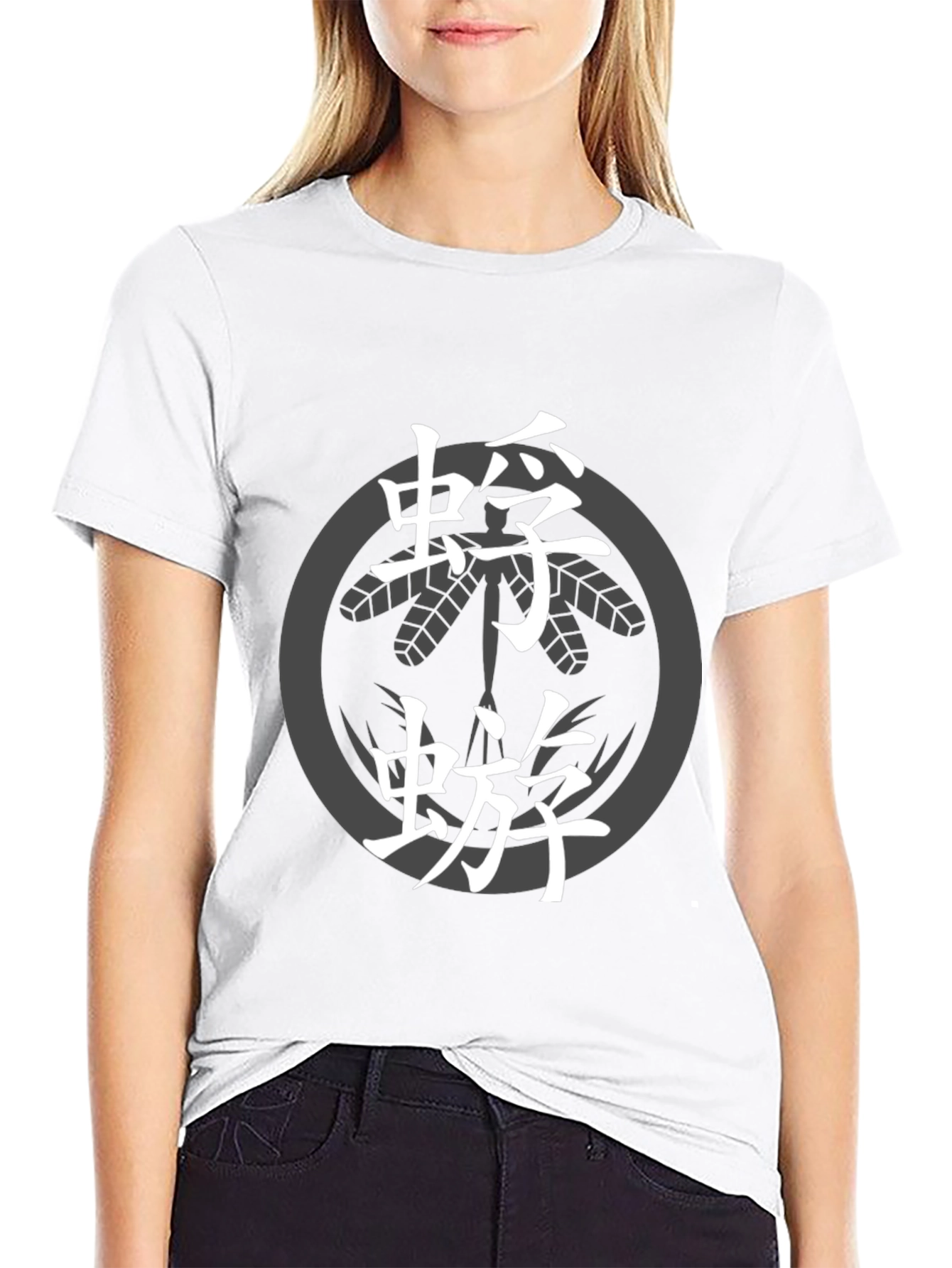 Japanese Mon T-Shirt - Dragonfly Kamon Design