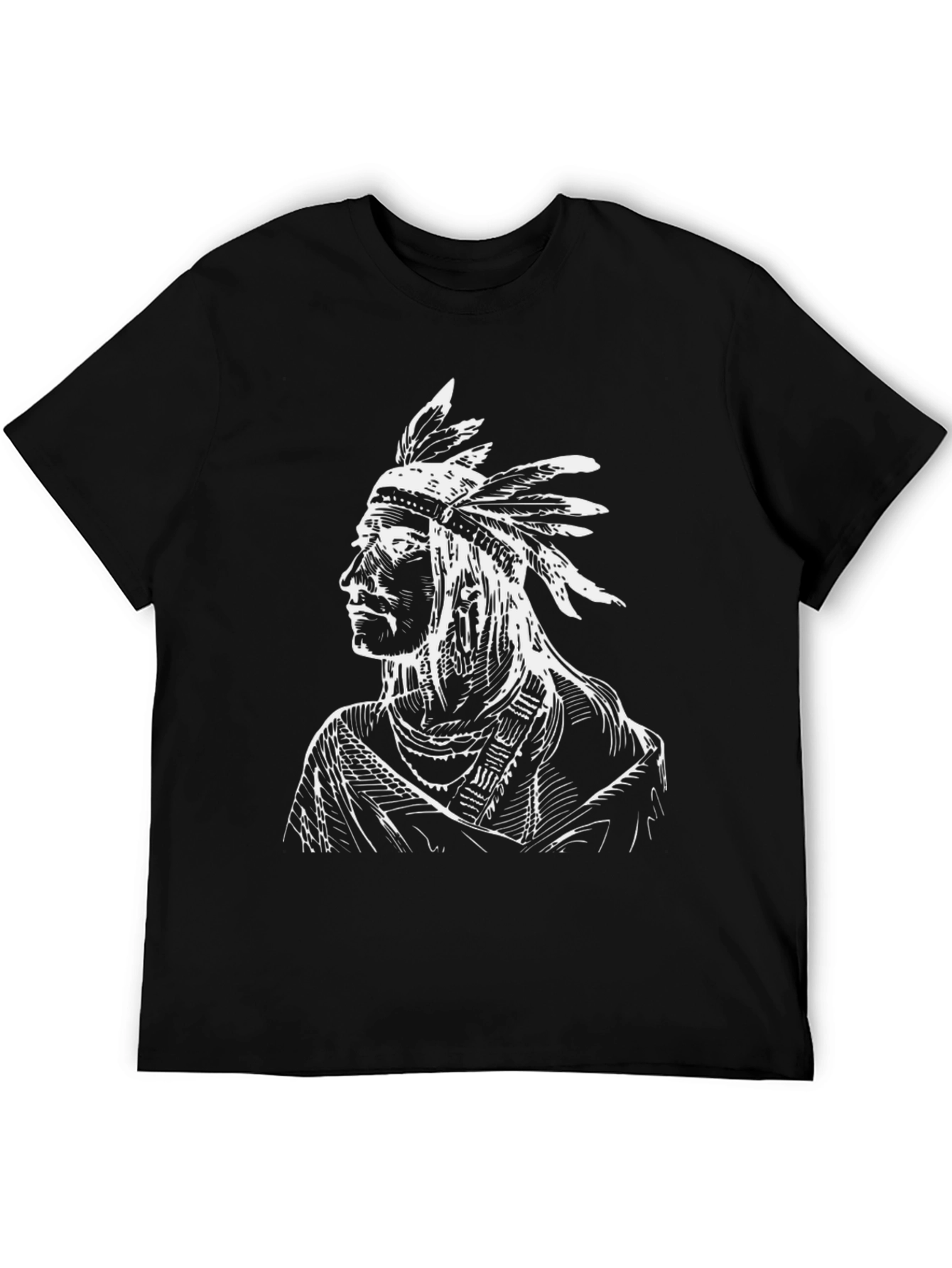 Native American Chief Graphic T-Shirt - Black