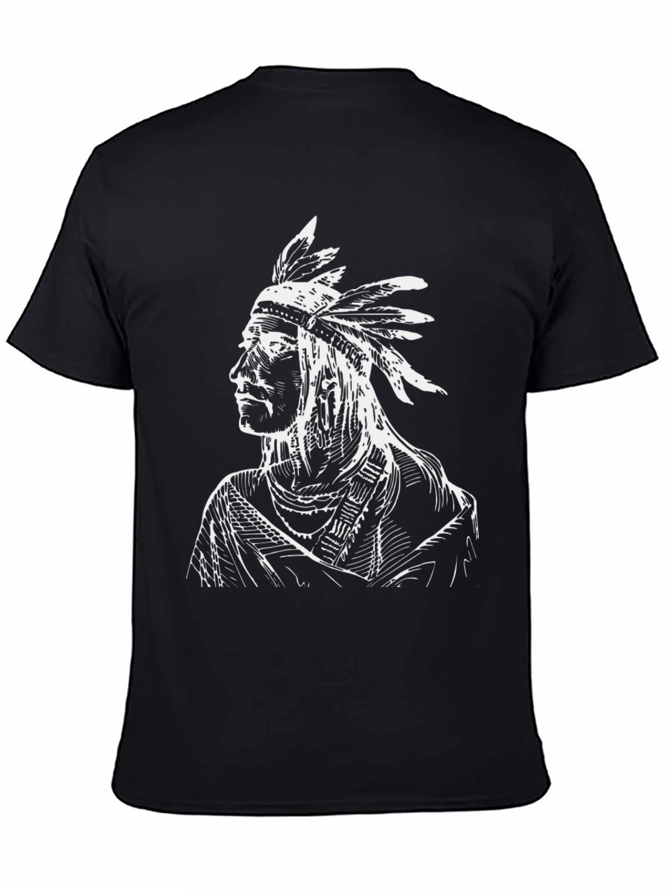 Native American Chief Graphic T-Shirt - Black