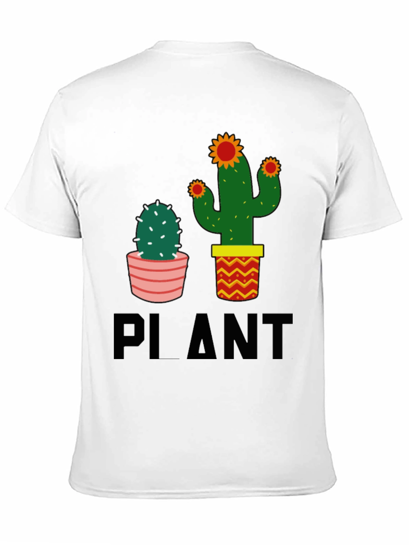 Cactus Plant Graphic Tee - Black Cotton Casual T-Shirt