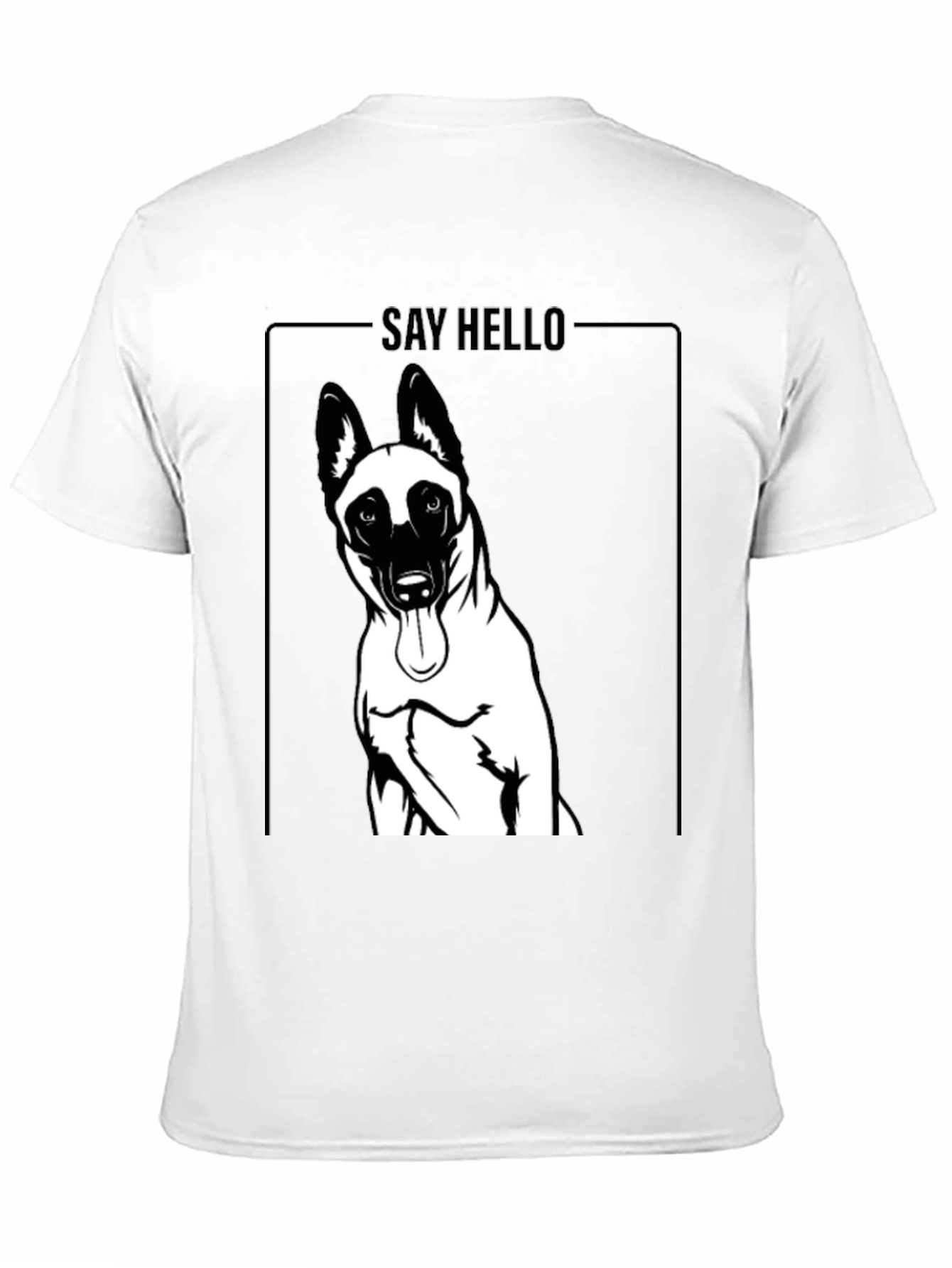 Dog Graphic Tee - Say Hello Black Cotton T-Shirt