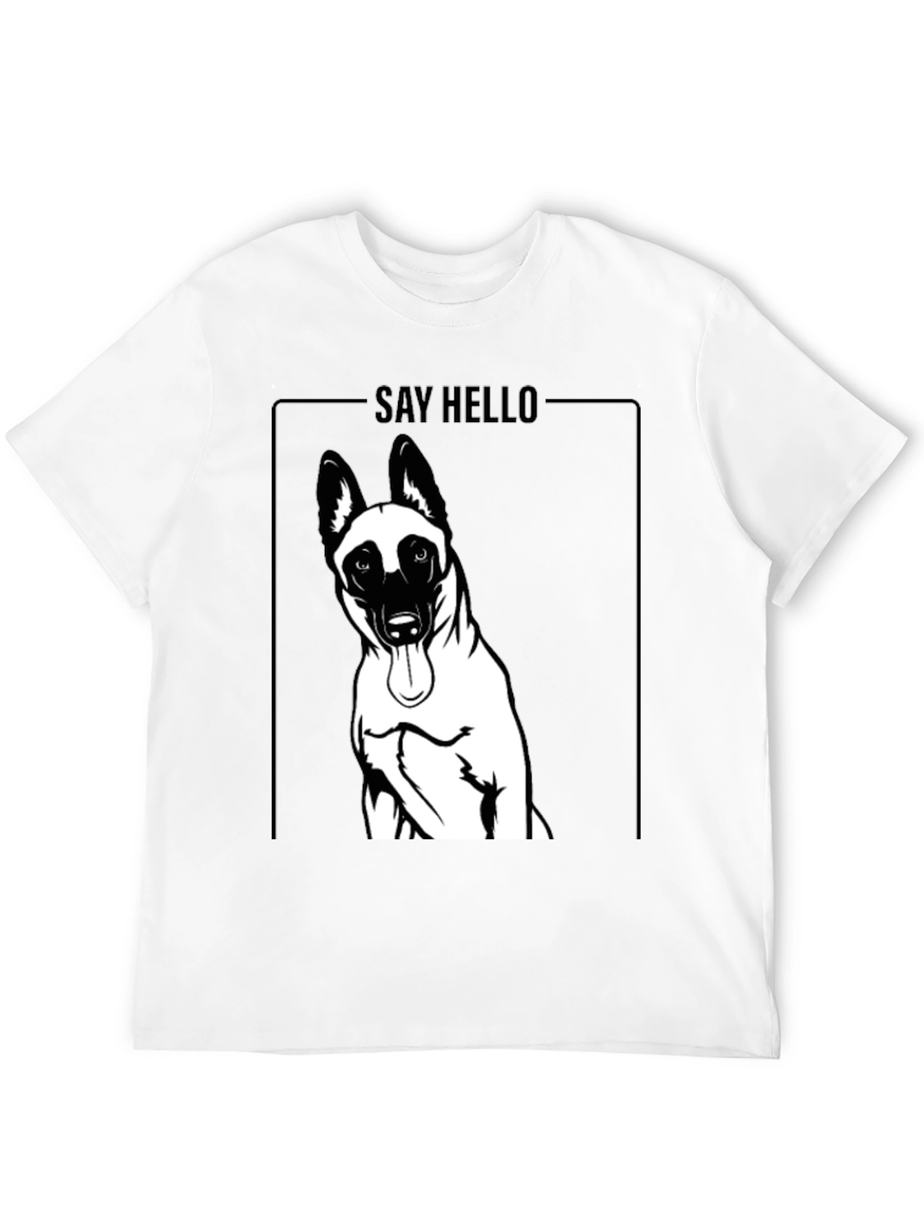 Dog Graphic Tee - Say Hello Black Cotton T-Shirt