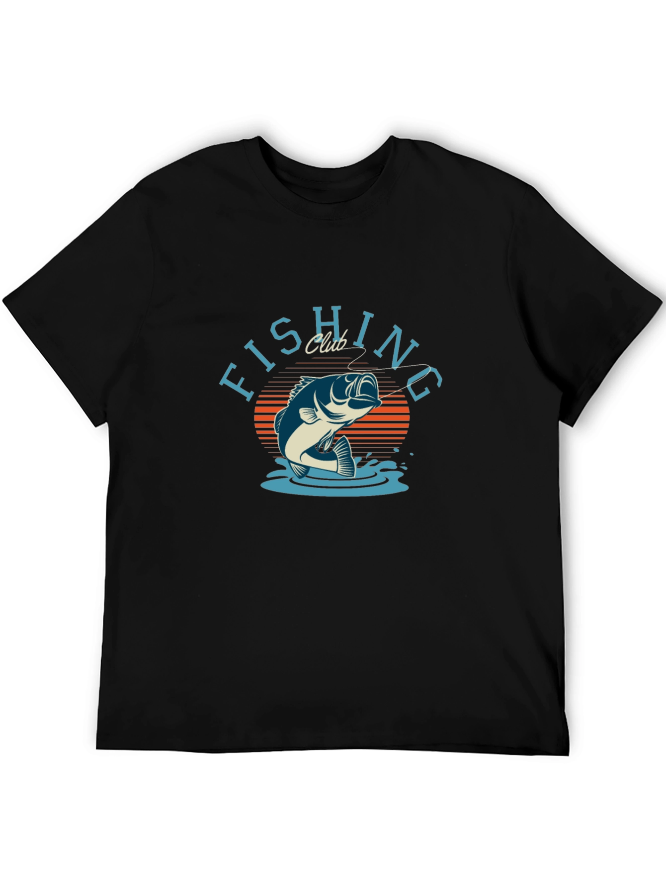Fishing Club Graphic Tee - Mens Black Cotton T-Shirt