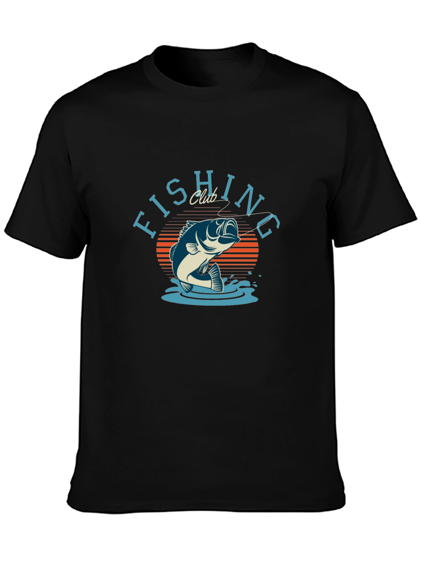 Fishing Club Graphic Tee - Mens Black Cotton T-Shirt