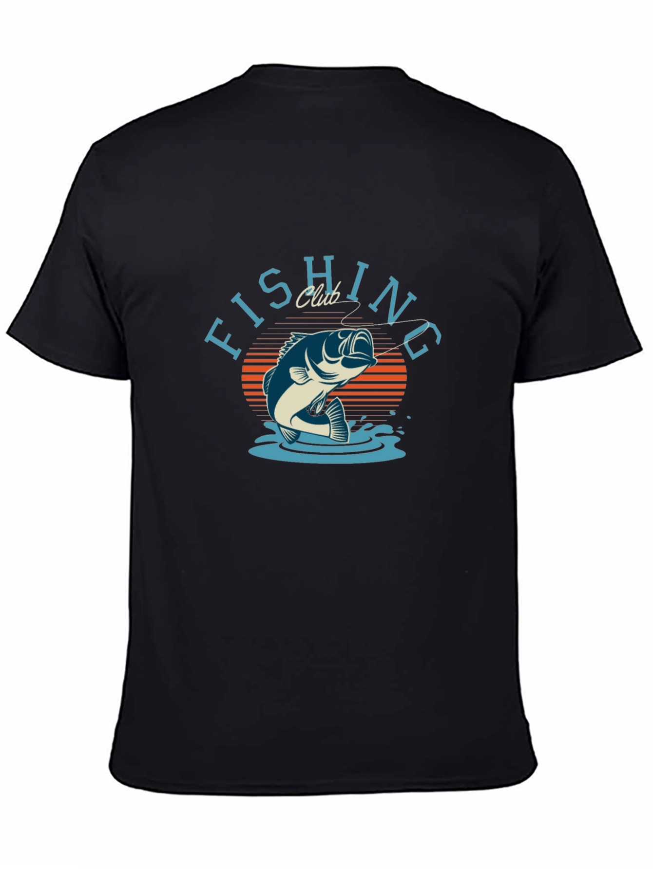 Fishing Club Graphic Tee - Mens Black Cotton T-Shirt