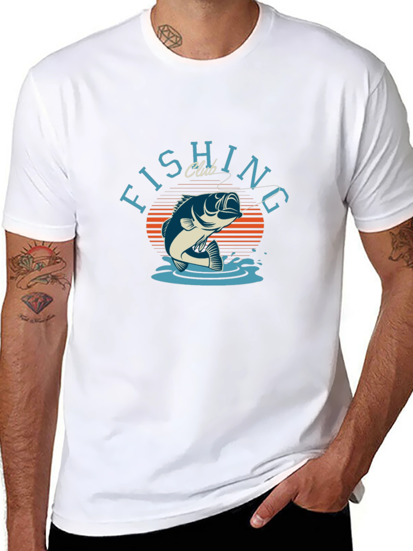 Fishing Club Graphic Tee - Mens Black Cotton T-Shirt