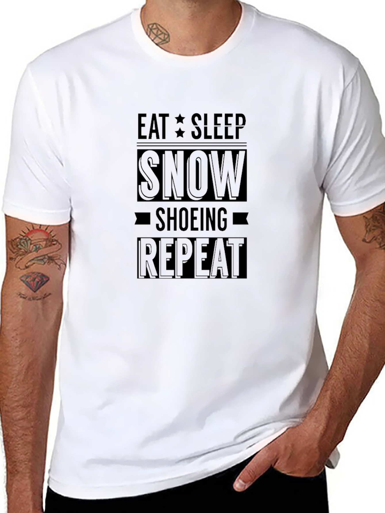 Eat Sleep Snowshoeing Repeat Black T-Shirt