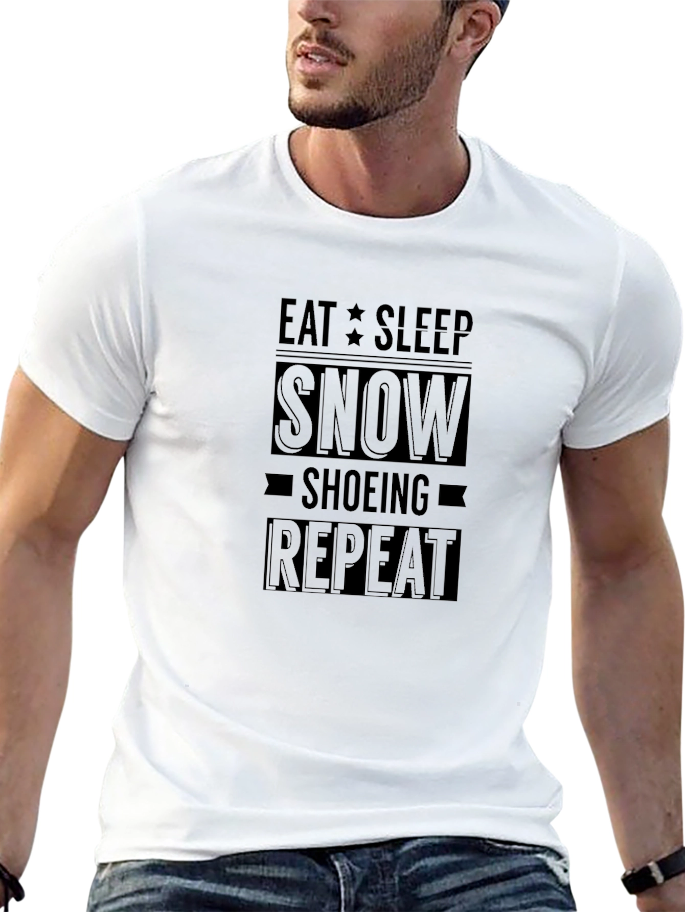 Eat Sleep Snowshoeing Repeat Black T-Shirt