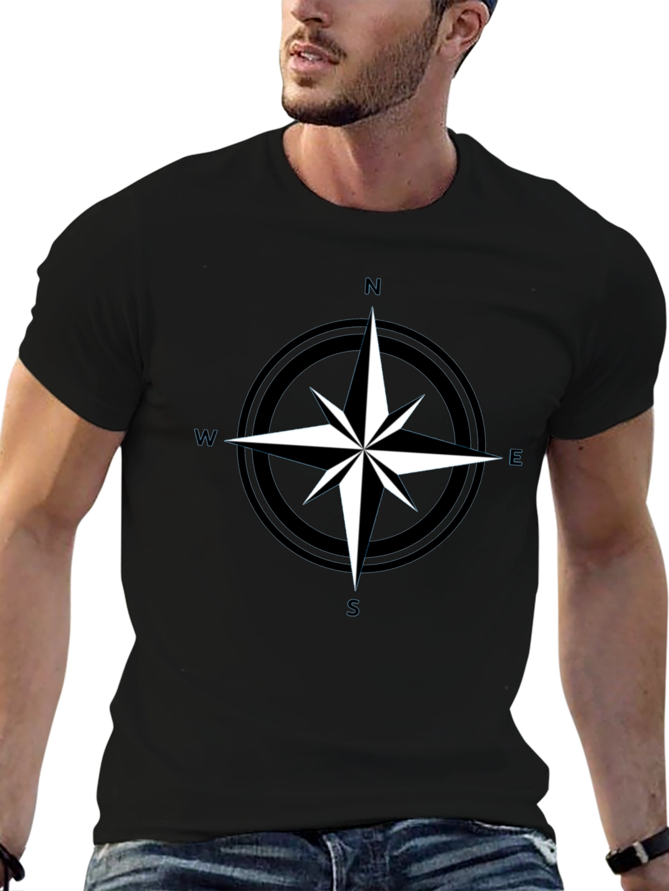 Compass Rose Graphic Tee - Black Adventure Shirt