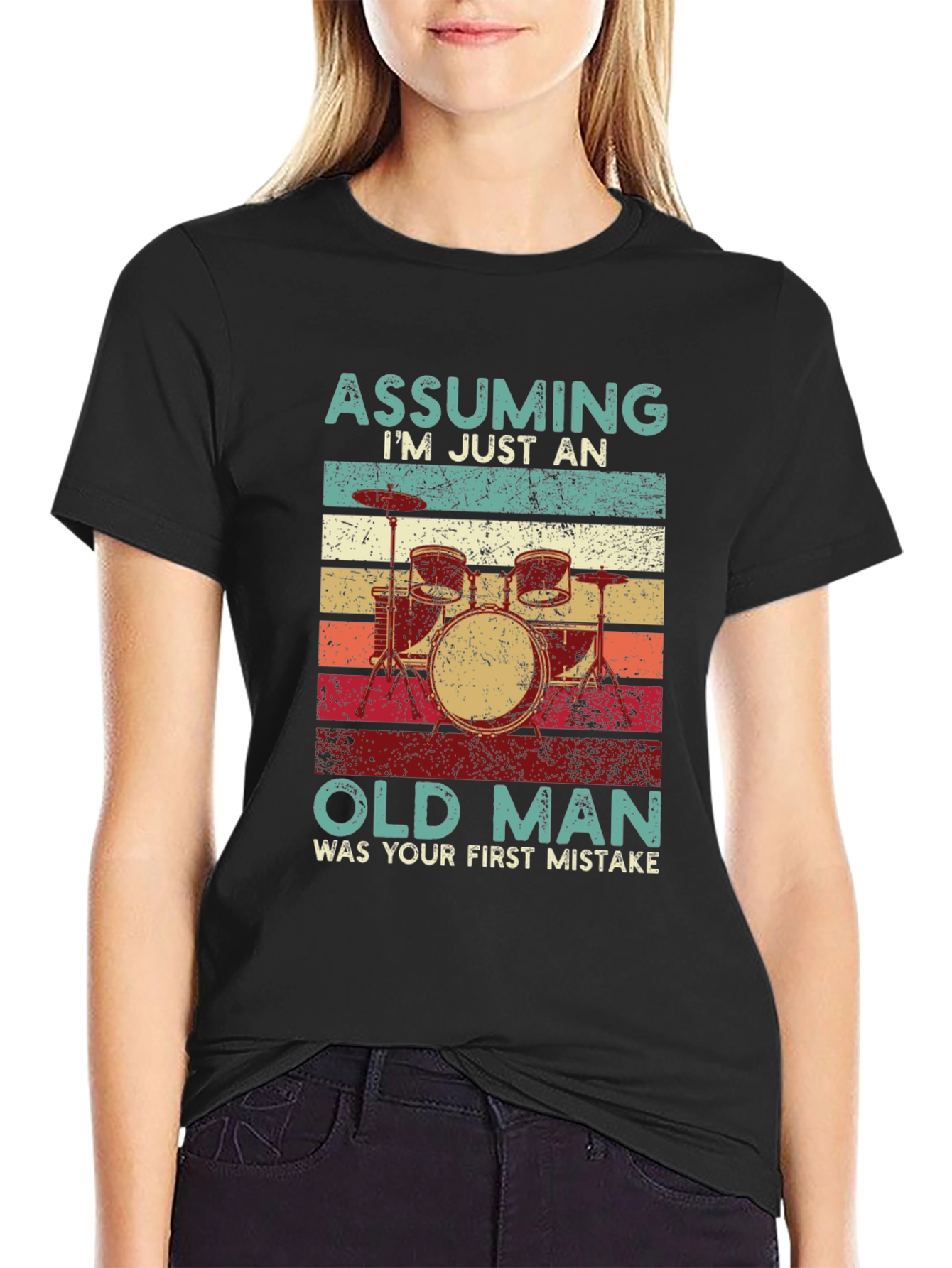 Assuming Old Man Drummer T-Shirt