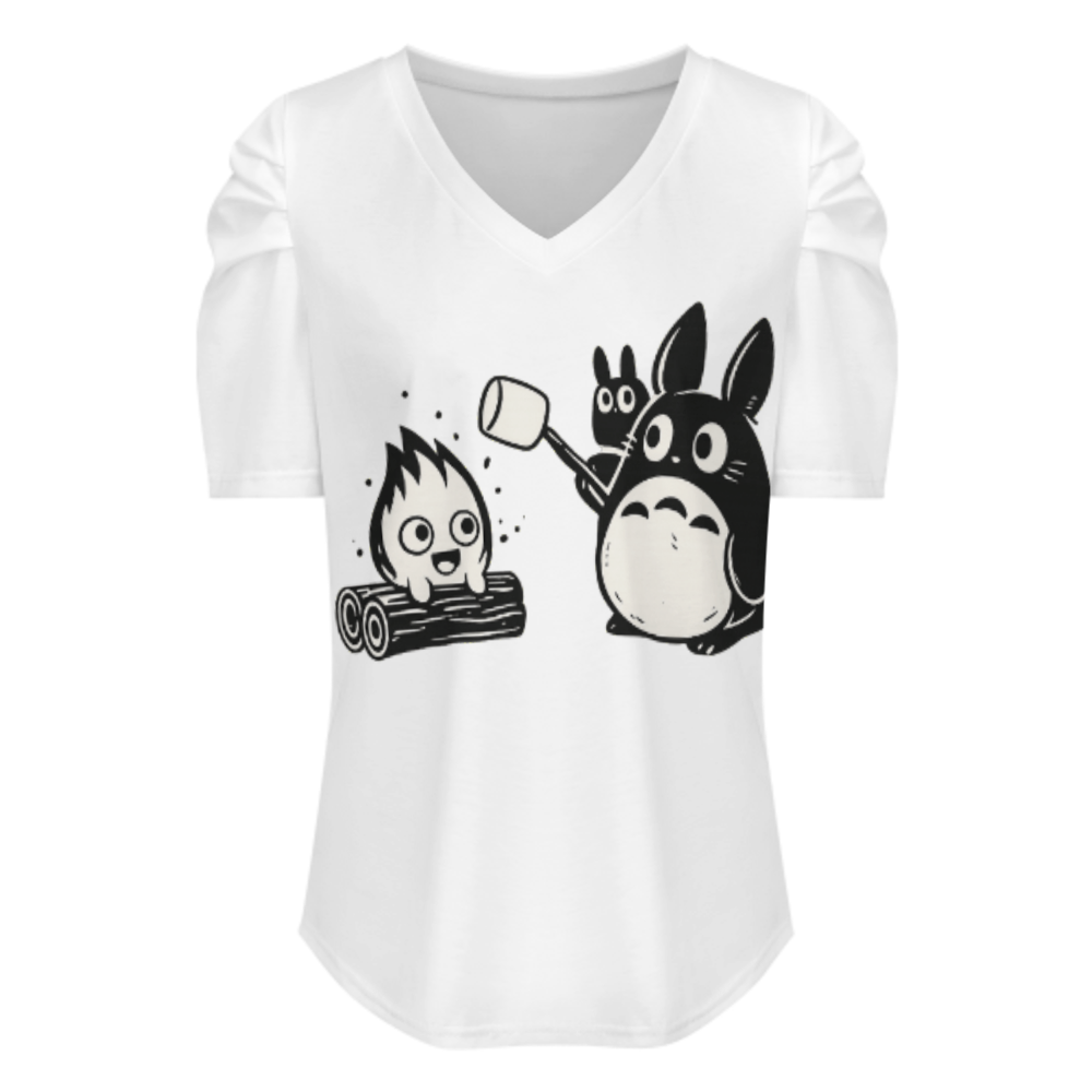 Cute Forest Campfire Cartoon Shirt, Cozy Anime Inspired Graphic Tee, Whimsical Camping Character Top, Funny Nature Lover Apparel, Minimal Aesthetic Gift(z698)