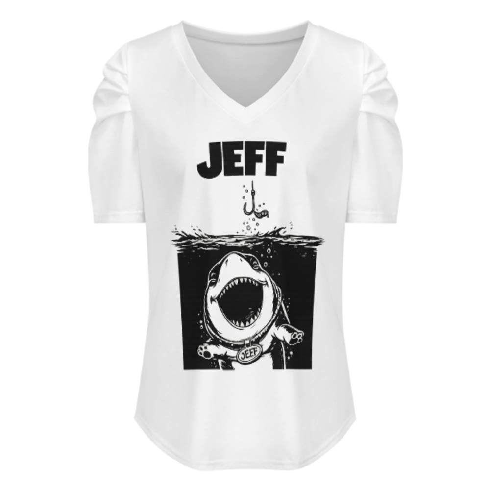 Jeff Funny Shark Graphic Tee, Cute Ocean Cartoon Shirt, Retro Sea Creature T-Shirt, Playful Marine Animal Apparel, Trendy Beach Vacation Graphic Top(z695)