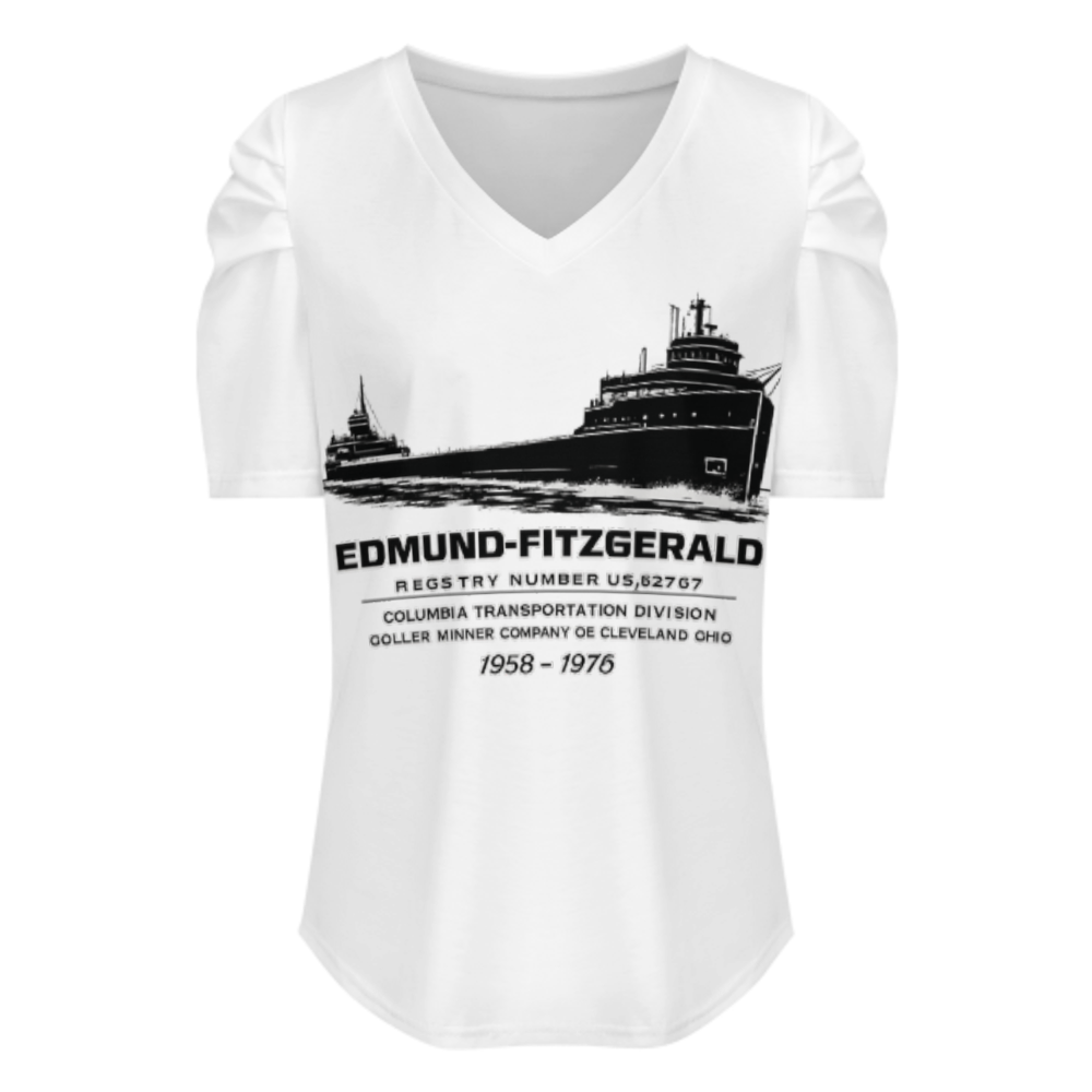 Edmund Fitzgerald Vintage Ship Graphic Tee, Great Lakes Freighter Shirt, Nautical History T-Shirt, Retro Maritime Graphic Top, Classic Lake Superior Boat Apparel(z694)