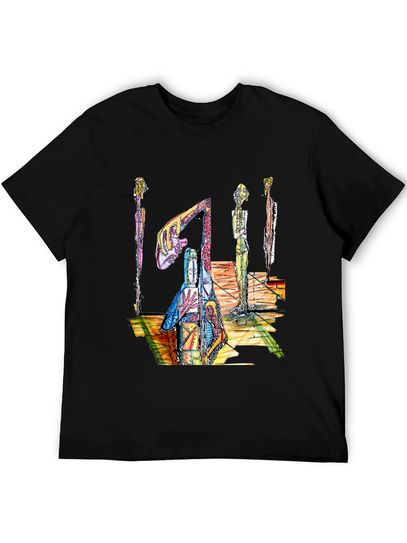 Abstract Art Print Black T-Shirt
