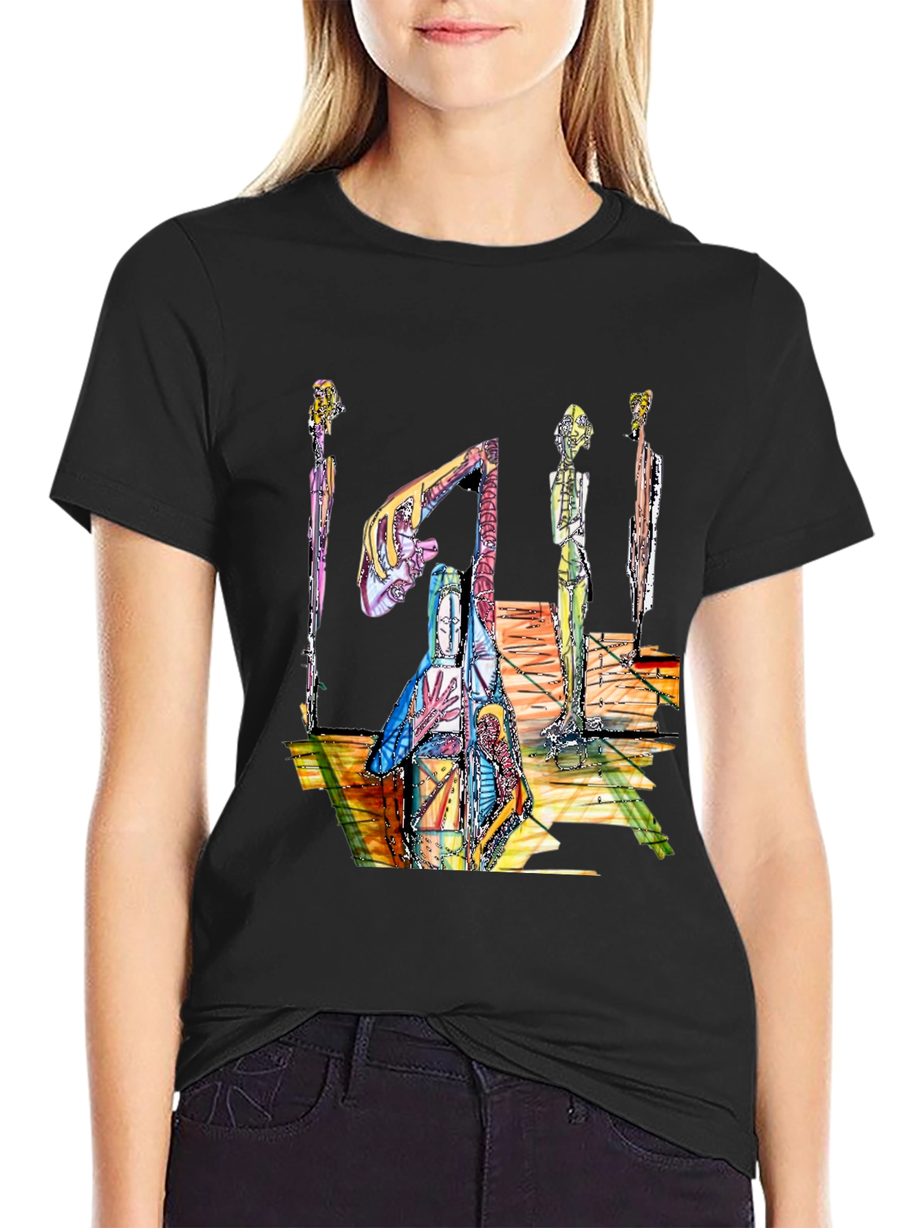 Abstract Art Print Black T-Shirt