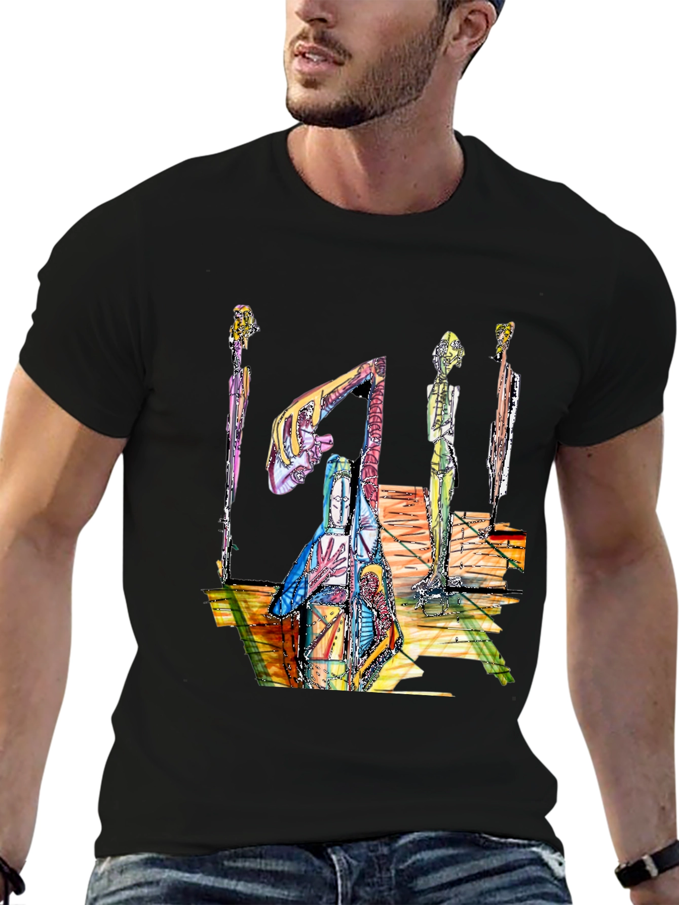 Abstract Art Print Black T-Shirt
