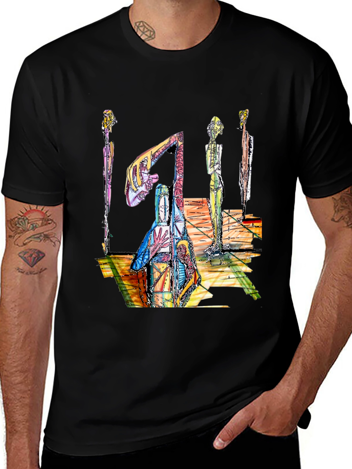 Abstract Art Print Black T-Shirt