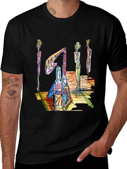 Abstract Art Print Black T-Shirt
