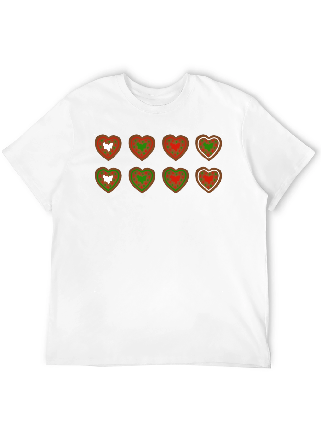 Heart Cookie Pattern Black T-Shirt