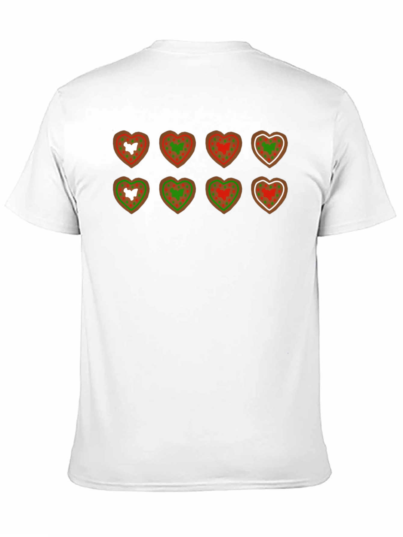 Heart Cookie Pattern Black T-Shirt
