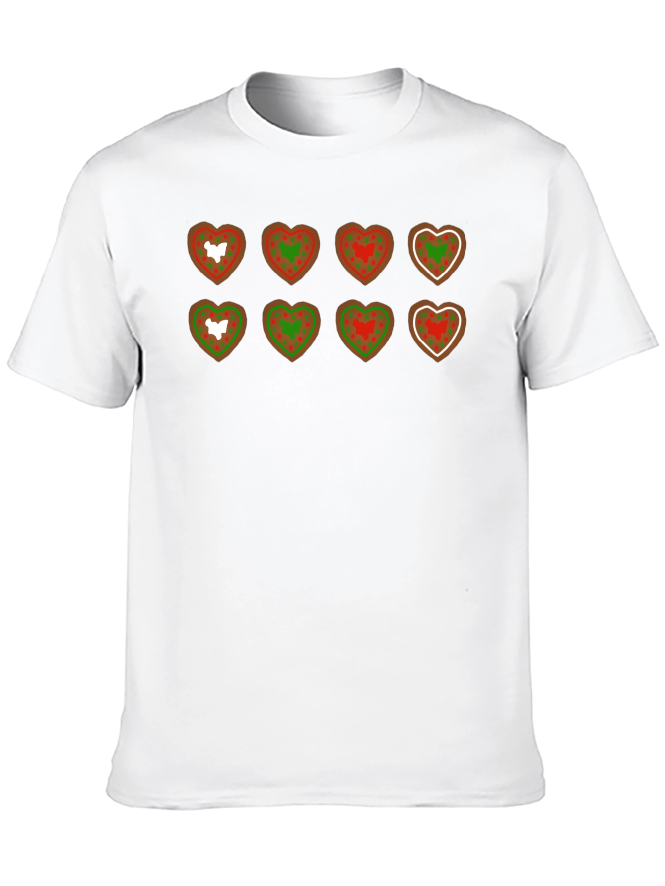 Heart Cookie Pattern Black T-Shirt