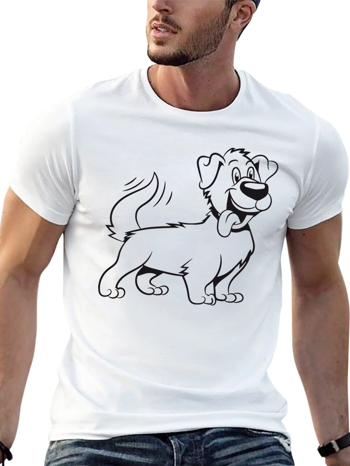 Mens Black Graphic Tee - Casual Style