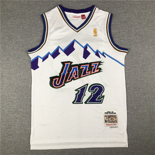 Men's Utah Jazz John Stockton White 1996-97 Hardwood Classics Swingman Jerseys