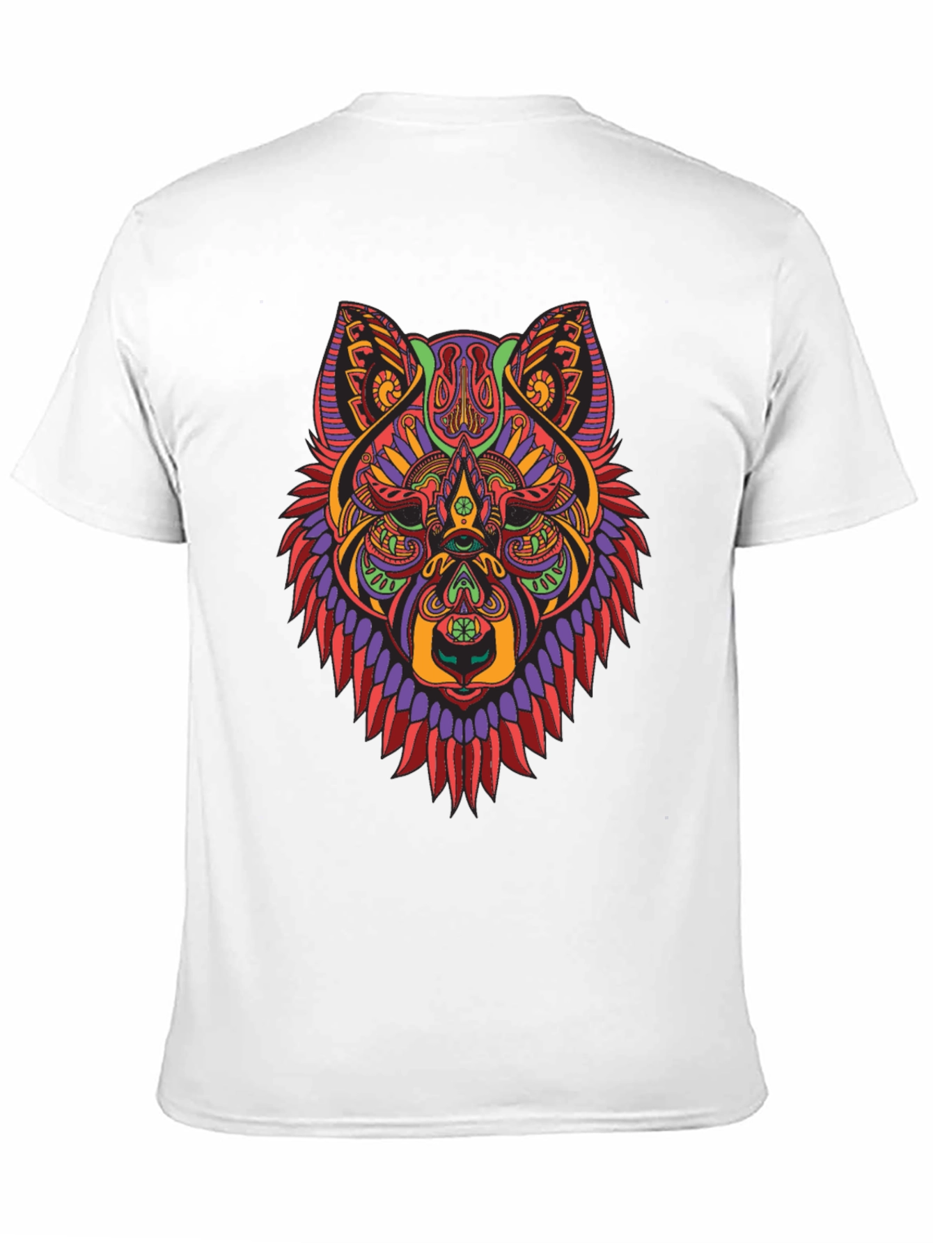 Psychedelic Wolf Graphic Tee - Mens Black T-Shirt