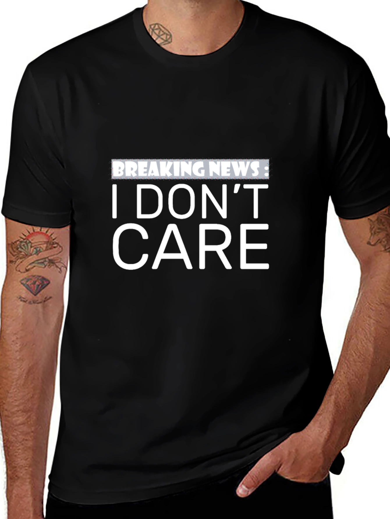 Breaking News: I Dont Care - Black T-Shirt
