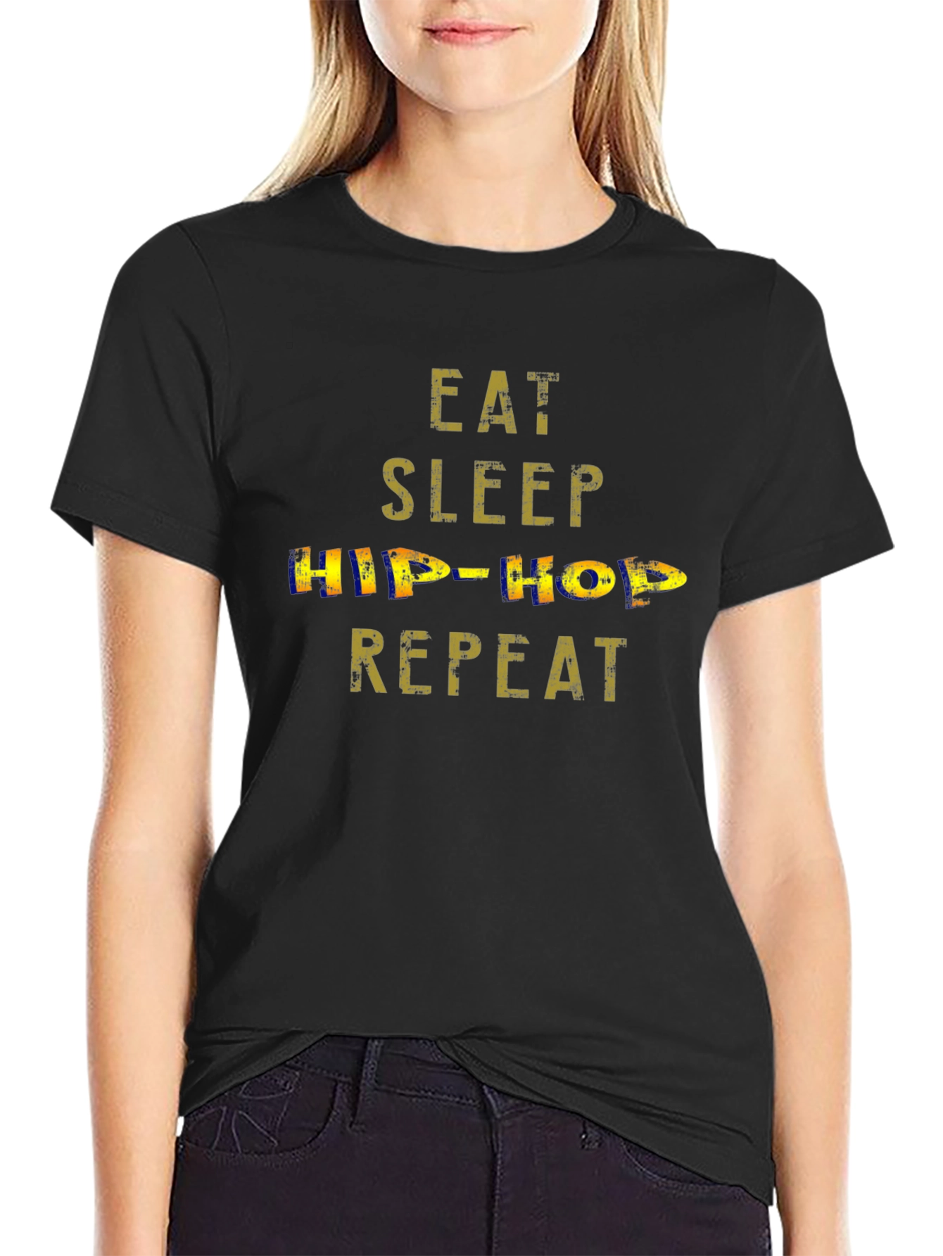 Eat Sleep Hip-Hop Repeat Black T-Shirt