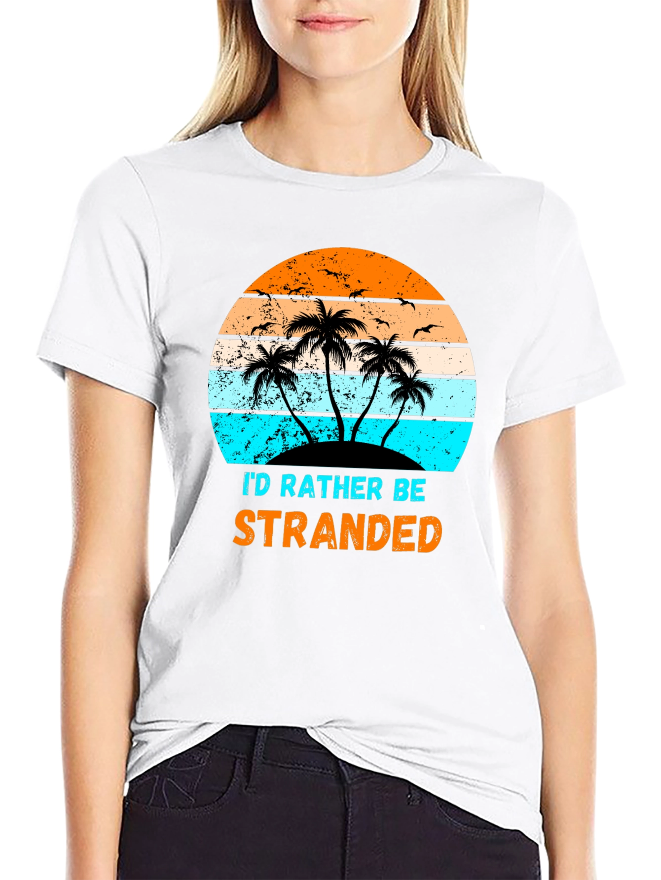 Id Rather Be Stranded Palm Tree Graphic Tee