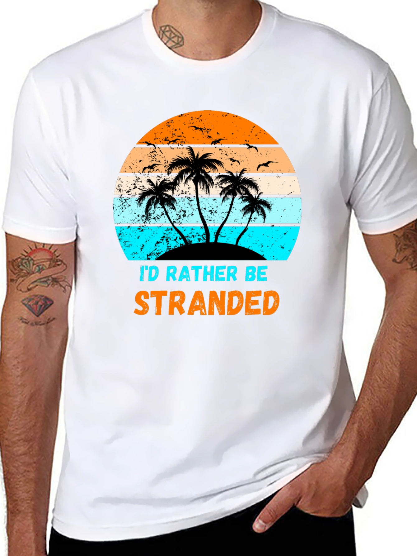Id Rather Be Stranded Palm Tree Graphic Tee