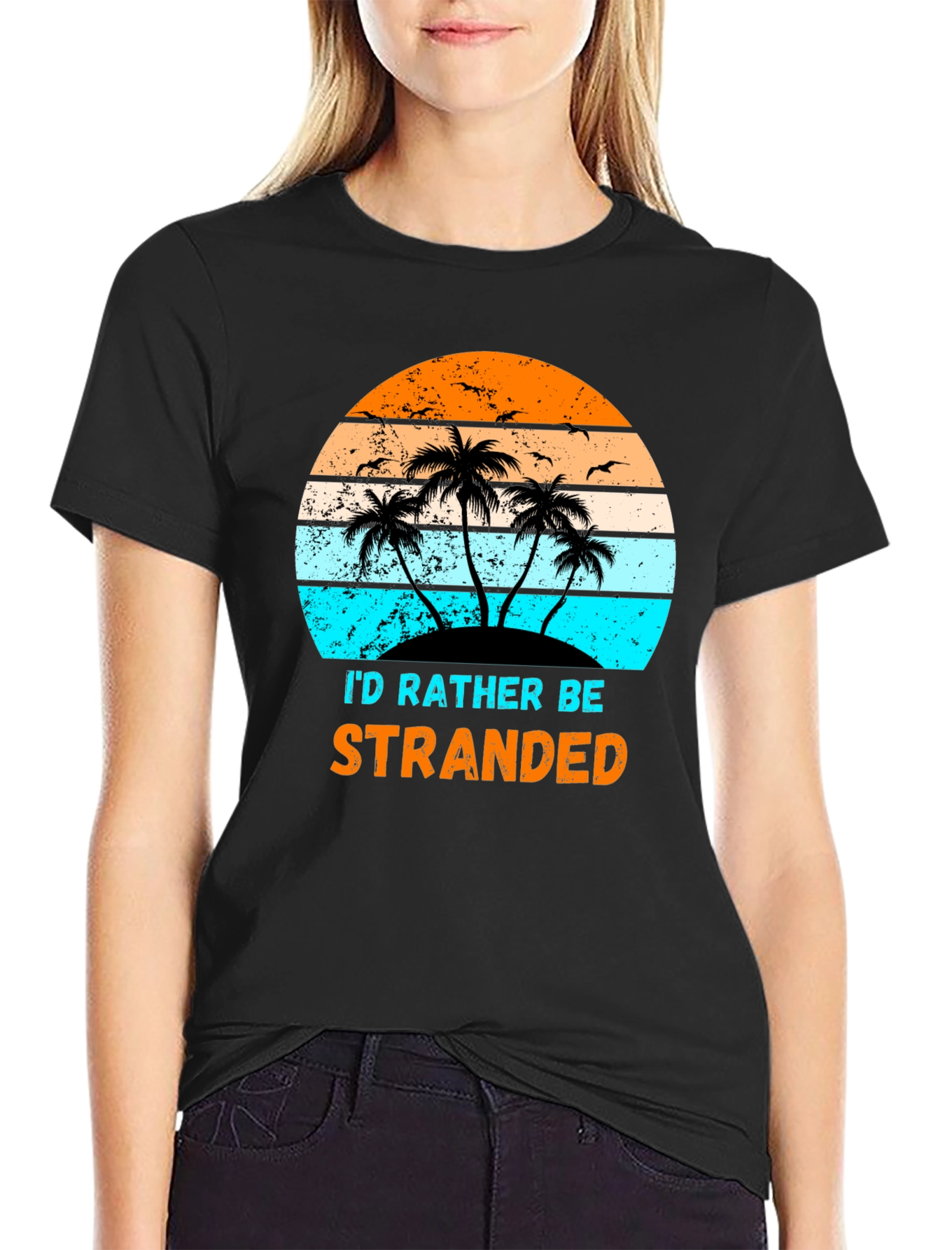 Id Rather Be Stranded Palm Tree Graphic Tee