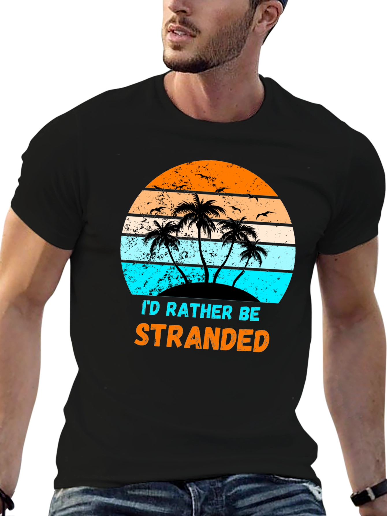 Id Rather Be Stranded Palm Tree Graphic Tee