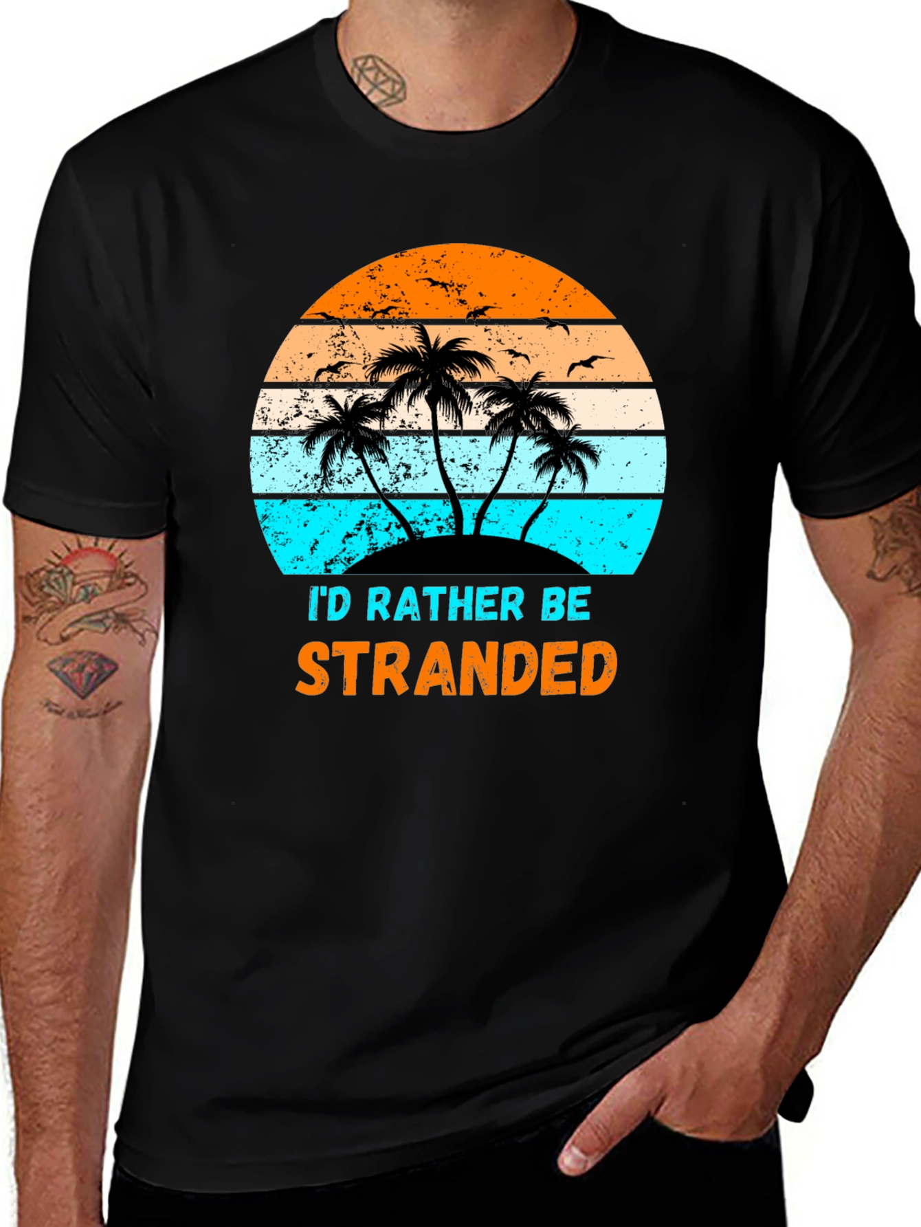 Id Rather Be Stranded Palm Tree Graphic Tee