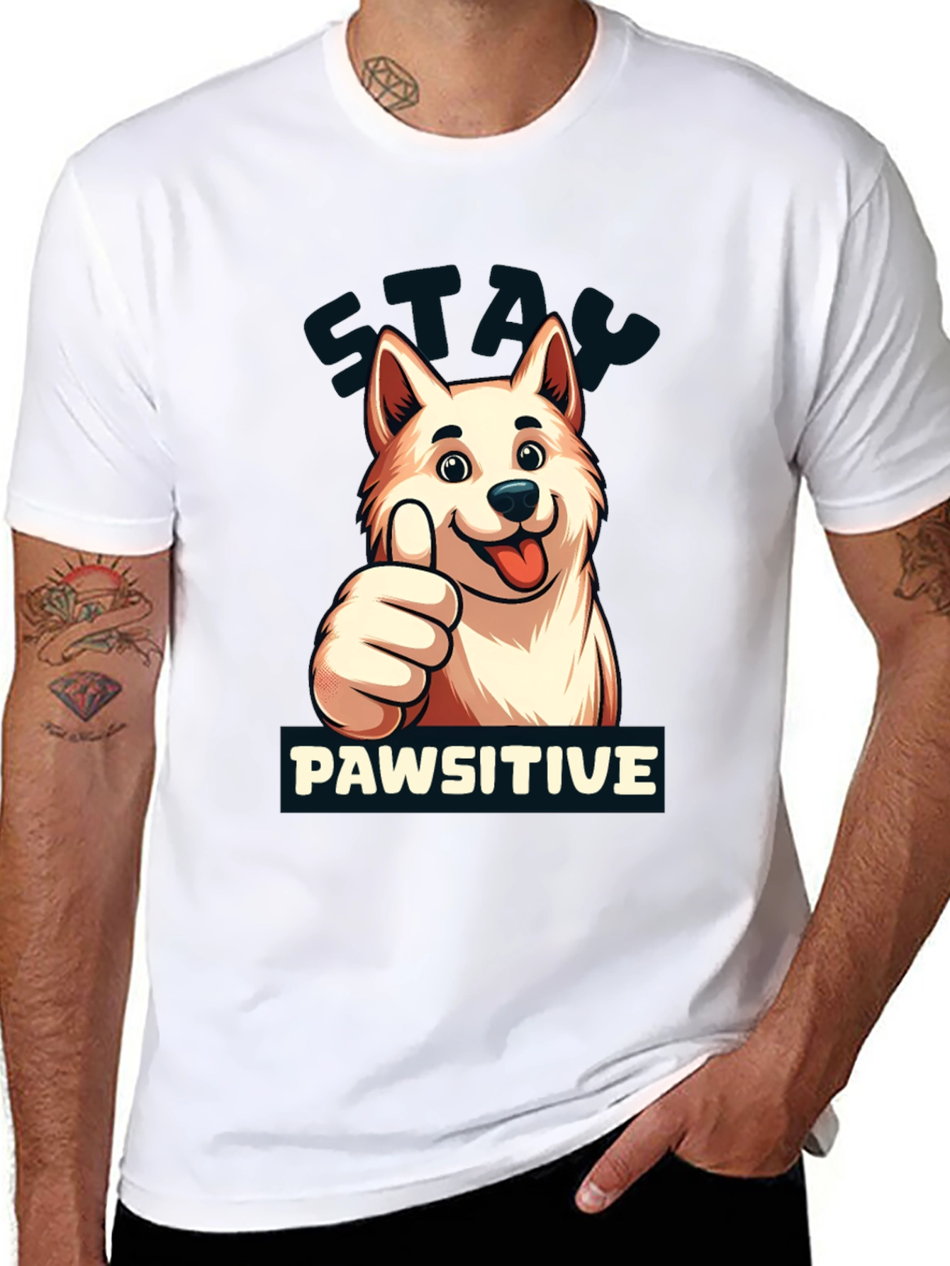 Stay Pawsitive T-Shirt - Dog Lover Apparel
