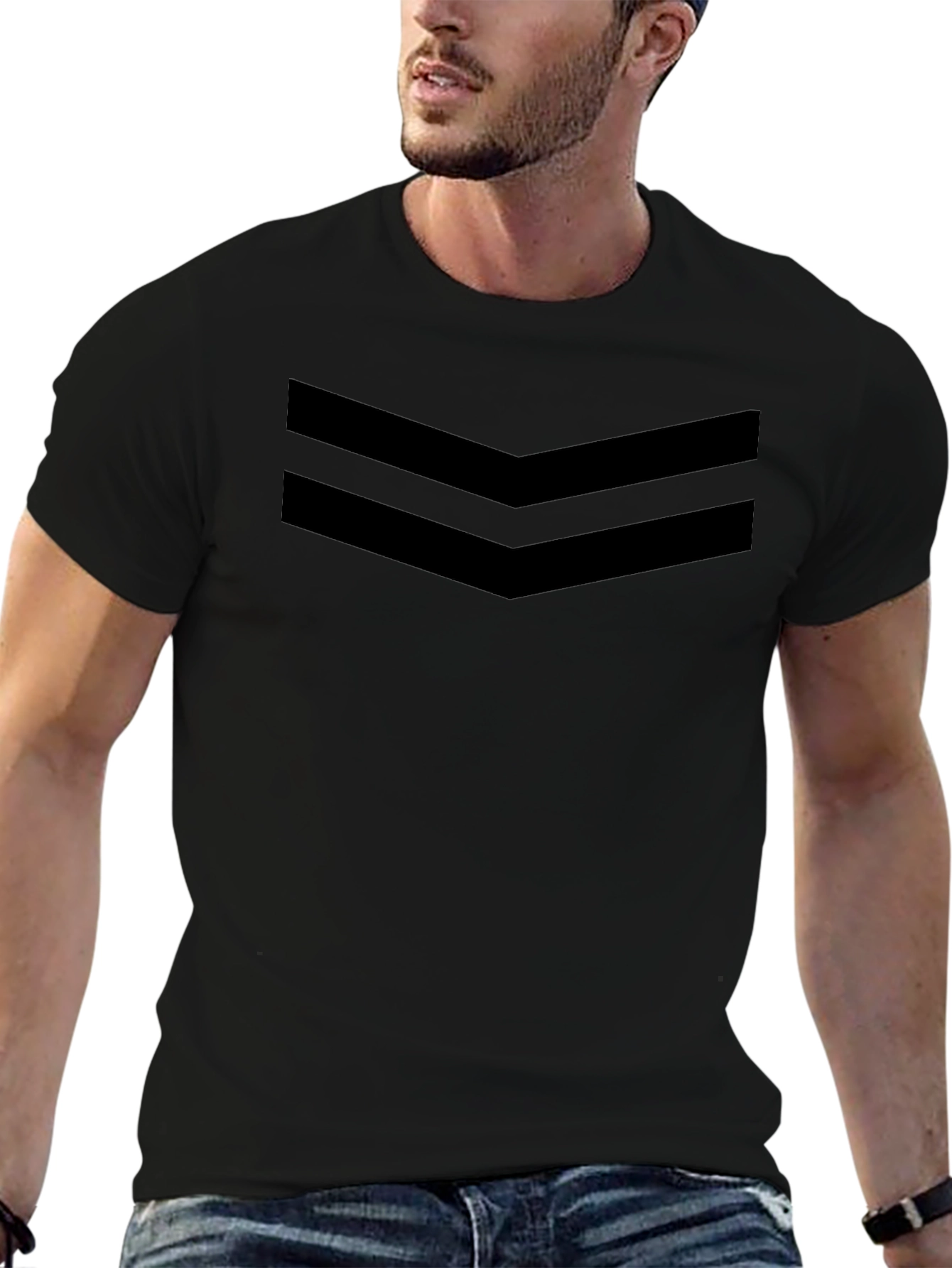 Stylish Black Chevron Tee - Modern Design