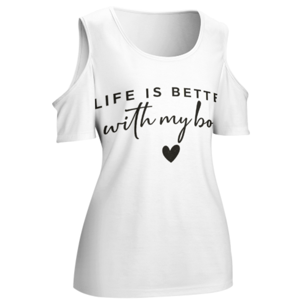 Life Is Better With My Boys Shirt, Cute Mom Graphic Tee, Minimalist Family Quote Top, Trendy Motherhood Shirt, Casual Women’s Graphic Tee(z713)