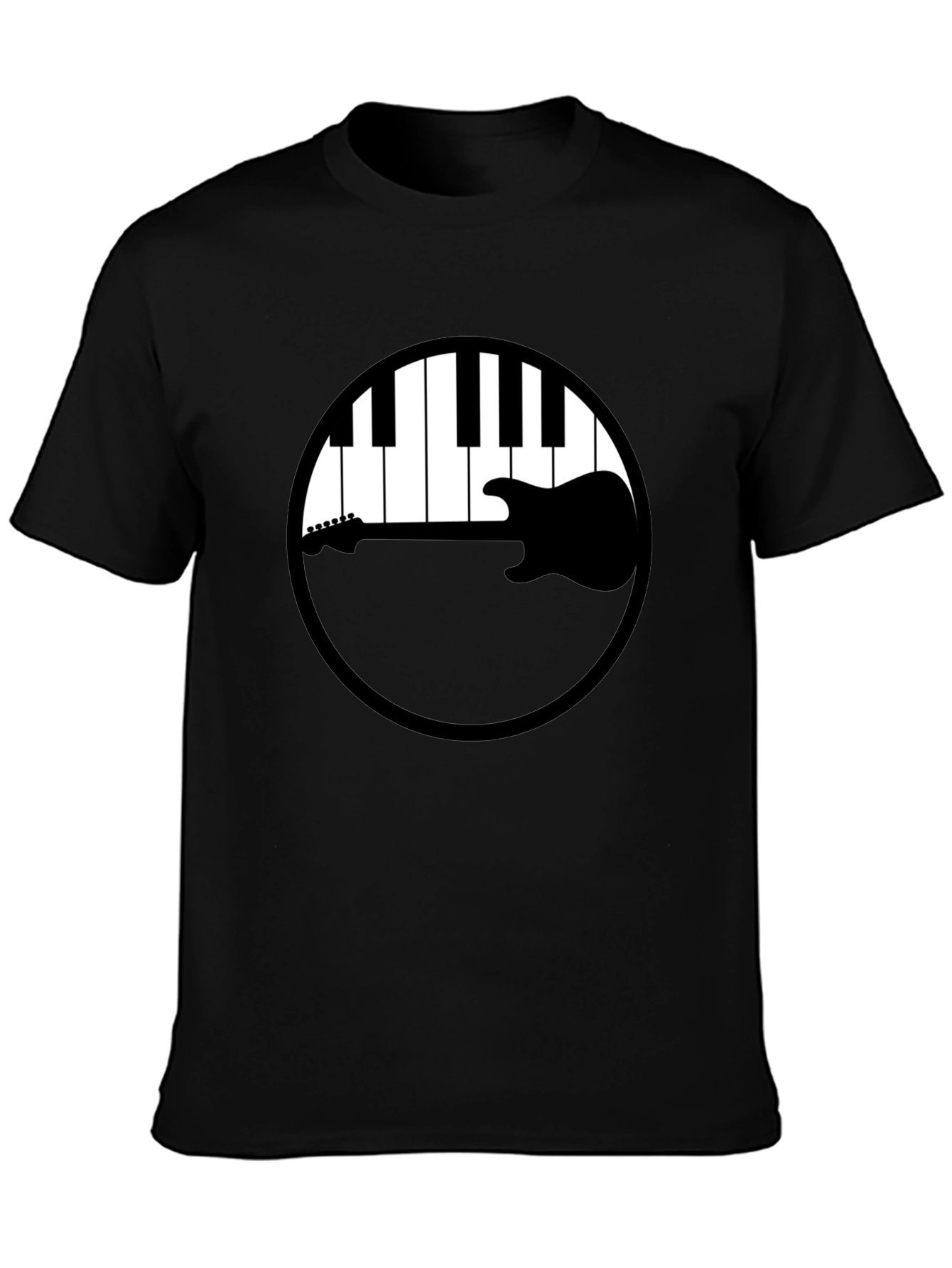 Music Lovers Tee: Piano Keys & Guitar