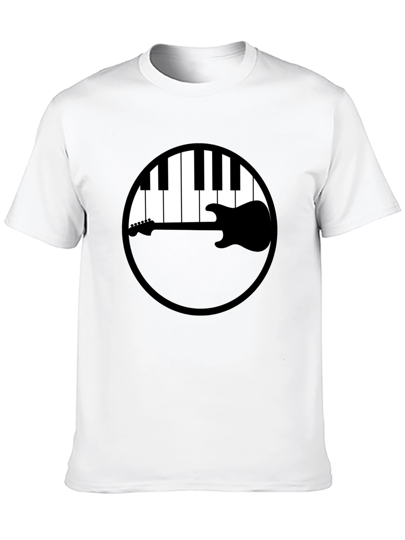 Music Lovers Tee: Piano Keys & Guitar
