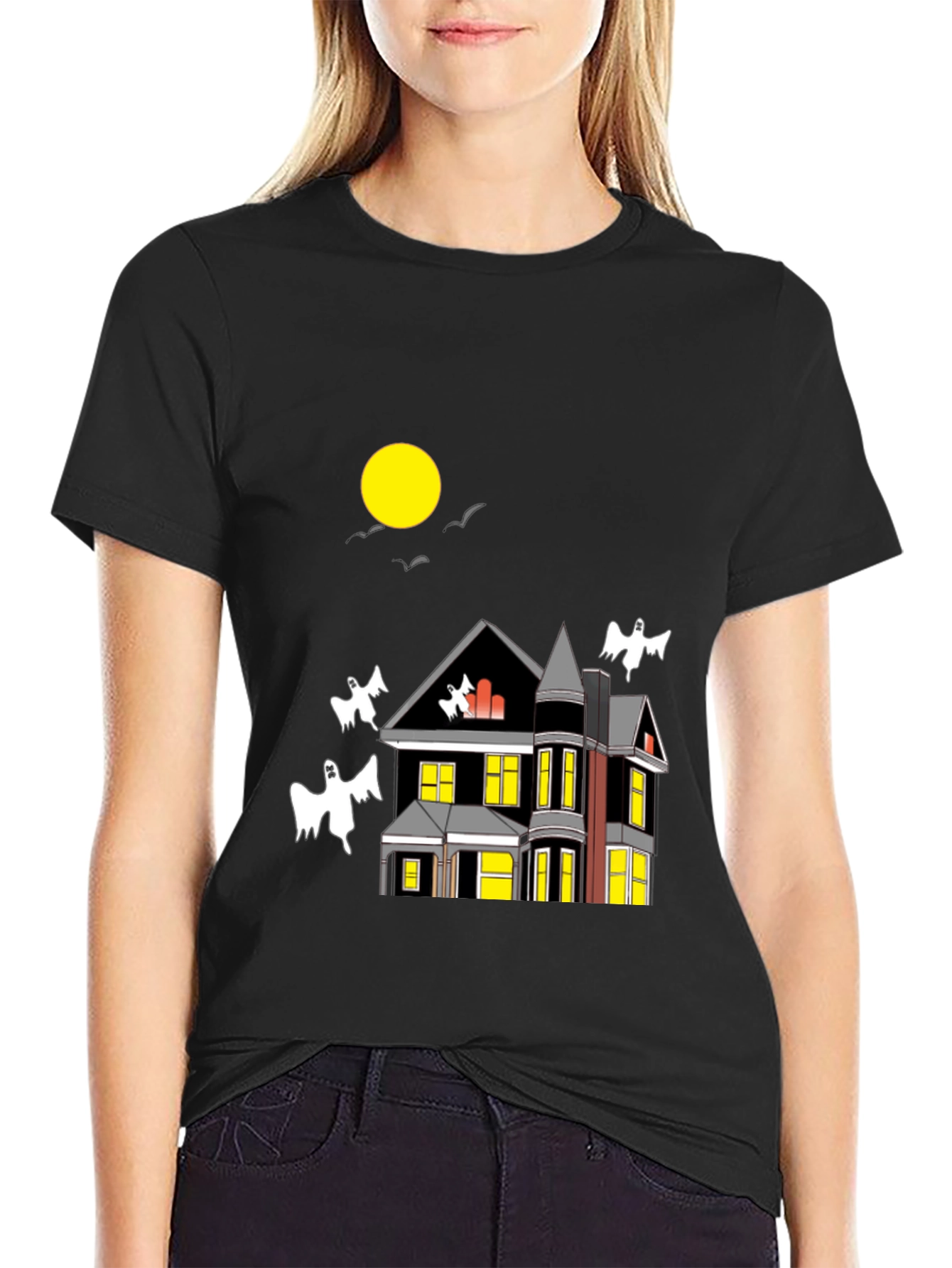 Spooky Haunted House Halloween Graphic T-Shirt