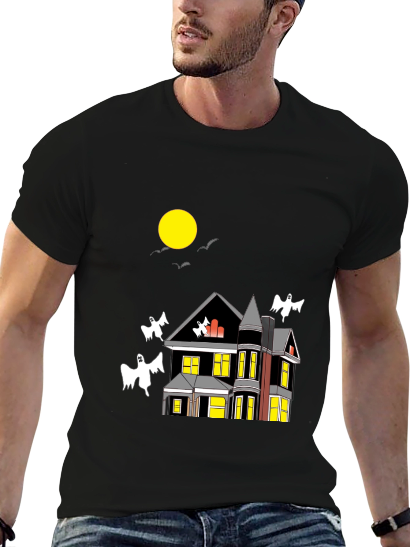 Spooky Haunted House Halloween Graphic T-Shirt