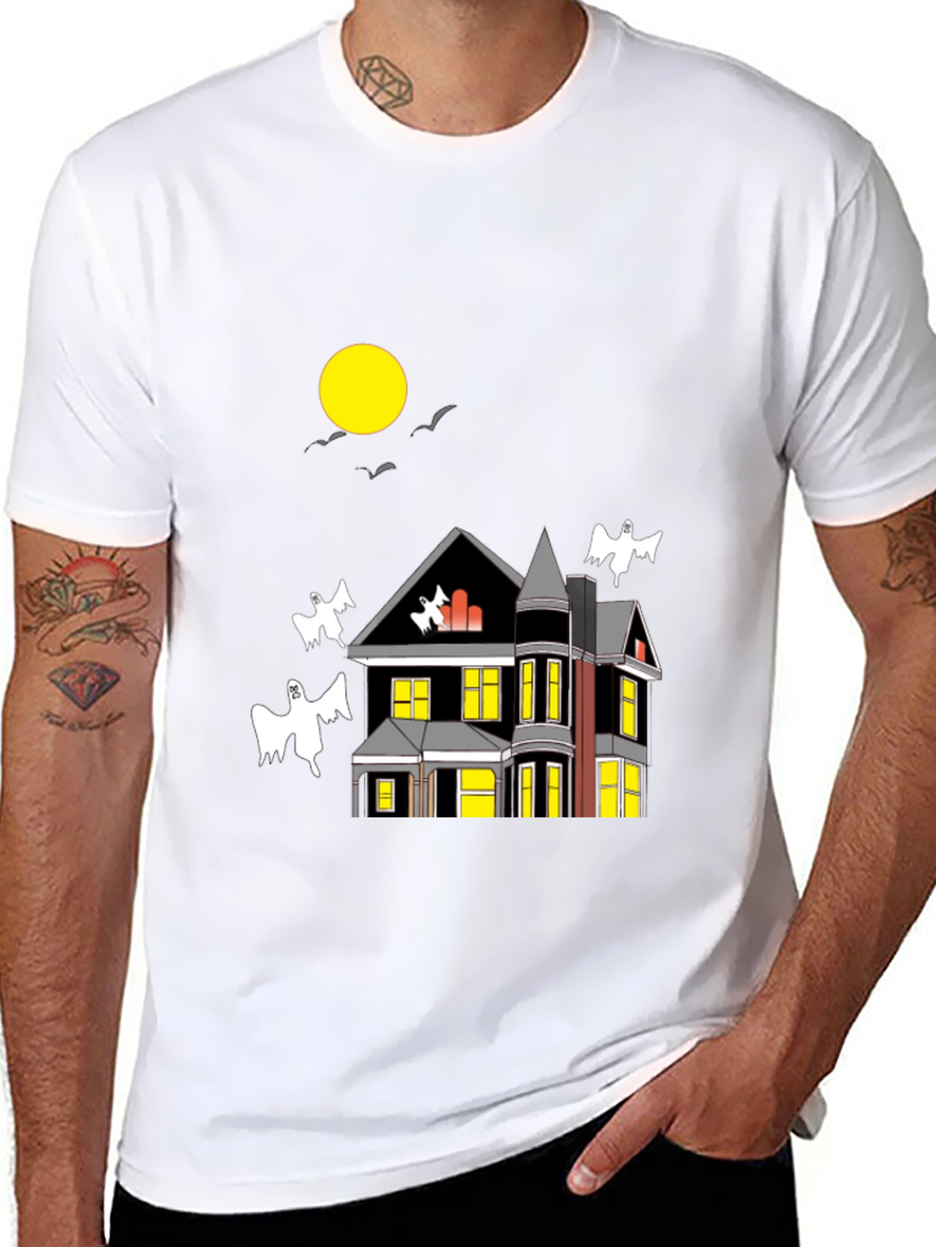 Spooky Haunted House Halloween Graphic T-Shirt