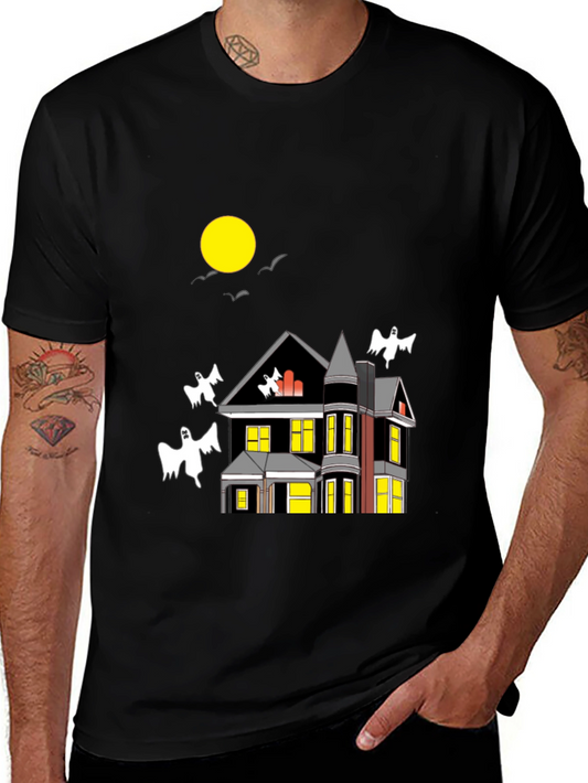 Spooky Haunted House Halloween Graphic T-Shirt