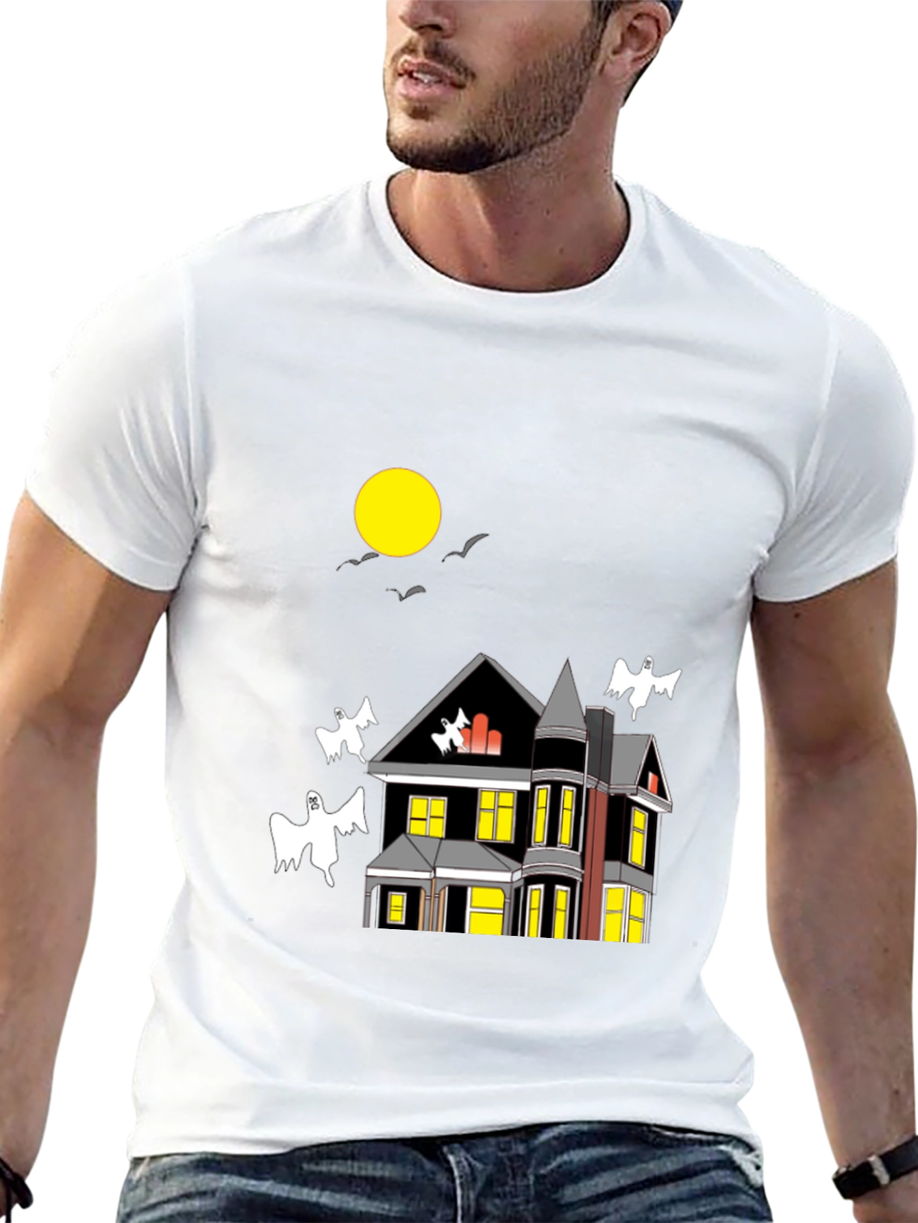 Spooky Haunted House Halloween Graphic T-Shirt